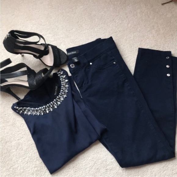 WHBM Blue Skimmer Bottom Snap Pants Sz 2 EUC - Picture 1 of 7